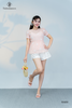 Set áo babydoll tơ thêu bướm trắng
