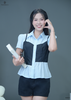 Áo sọc phối đen