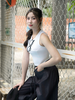 Quần jean ống rộng nút line