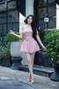 Đầm trễ vai viền bèo tùng xéo