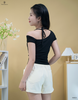 Áo thêu lệch vai dây cổ