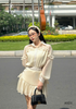 Set áo tơ nhún bèo, cv mắt cáo hông