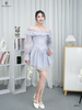 Đầm tơ trễ vai bèo tầng xòe