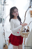 Set chân váy nhung đỏ áo ren nơ SESD004 quyến rũ