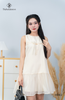 Đầm suông tơ tùng đính nơ trước