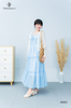 Set đầm maxi 2 dây nhún ngực kèm khoác