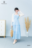 Set đầm maxi 2 dây nhún ngực kèm khoác