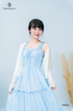 Set đầm maxi 2 dây nhún ngực kèm khoác