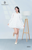 Đầm babydoll tay phồng bèo đính nơ