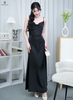 Đầm lụa 2 dây cổ đổ