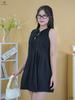 Đầm linen suông xếp li