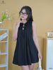 Đầm linen suông xếp li