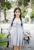 Set đầm thun 2 dây lai bèo kèm khoác crop HSD1 nữ tính, cuốn hút