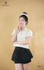Áo crop linen cổ ren tay phồng
