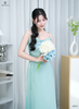 Đầm lụa 2 dây cổ đổ