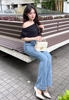 Quần jean loe trơn line to MQD028