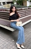 Quần jean loe trơn line to MQD028