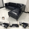 ghế sofa góc L da giả màu đen