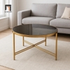 bàn sofa nhỏ gọn mặt kính đen tròn