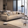 sofa băng chung cư da giả trắng kem