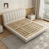 R1 Giường ngủ bọc da xám trắng GN81 Moya chia ô múi nổi bật