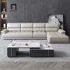 sofa góc da xám trắng