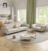 bộ ghế sofa da giả trắng kem