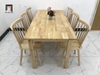 F1 Bàn ăn 6 ghế 7 nan màu gỗ 2-KH6-G18-B108-go 1m6 cho phòng bếp