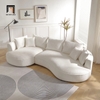 set ghế sofa góc vải lông cừu trắng