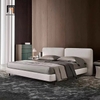 giường ngủ bọc vải nhung xám trắng