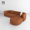 bộ ghế sofa góc chữ L cong da giả nâu