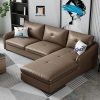 set ghế sofa góc da giả màu nâu