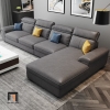 ghế sofa góc L da giả xám đậm