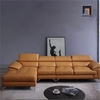 sofa góc bọc da màu nâu