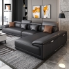 B1 Set ghế sofa góc L cao cấp GHQ176 Souris 2m6 x 1m7 da giả đen