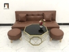 bộ ghế sofa giường giá rẻ da giả màu nâu