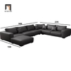F3 Bộ ghế sofa U cao cấp U23 Paulina dài 3m da Pu xám đen