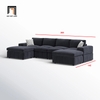 P3 Bộ ghế sofa chữ U xám than UT15 Boggy vải nỉ 3m giá rẻ