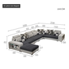 O2 Set ghế sofa chữ U hiện đại UT5 Nevan 3m6 xanh dương vải nỉ