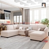 D1 Bộ ghế sofa chữ U gia đình UT18 Citra 3m vải nỉ trắng kem