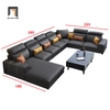 I2 Bộ ghế sofa U cao cấp UT11 Zion 3m95 da giả xám đen