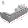 J2 Bộ ghế sofa chữ U 3m UT12 Teangela xám trắng vải nỉ đẹp