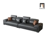 B1 Set ghế sofa góc L cao cấp GHQ176 Souris 2m6 x 1m7 da giả đen