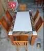 O2 Bàn ăn 6 ghế gỗ nâu GF14-BAD6-G300-B354 mặt đá dày