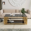 bàn sofa 1m x 50 kính đen 2 tầng