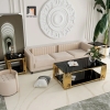 P1 Bàn sofa phòng khách đẹp BSF59 Tonasia 1m x 50 kính đen 2 tầng
