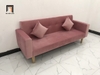 sofa giường màu hồng vải nhung