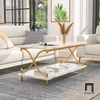 X2 Bàn sofa mặt đá trắng 2 tầng 1m BSF69 Kempst khung chân đẹp