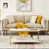 X2 Bàn sofa mặt đá trắng 2 tầng 1m BSF69 Kempst khung chân đẹp