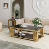 P1 Bàn sofa phòng khách đẹp BSF59 Tonasia 1m x 50 kính đen 2 tầng